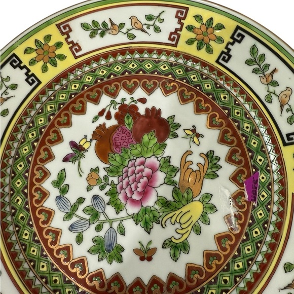 Famille Rose Chinese Porcelain 9 in Display Plates Lot of 4 Peony Flowers Birds - Picture 5 of 11